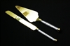 Wedding Knife and Cake Server Set with Diamond Filled Glass Tube Handle