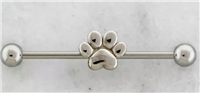 14G INDUSTRIAL BARBELL W/ PAWPRINT