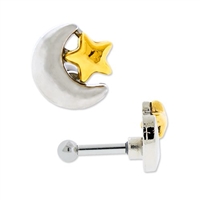 MOON AND STAR EAR BARBELL
