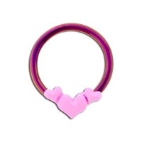 CAPTIVE LIGHT PURPLE ANODIZED WITH THREE PINK HEARTS