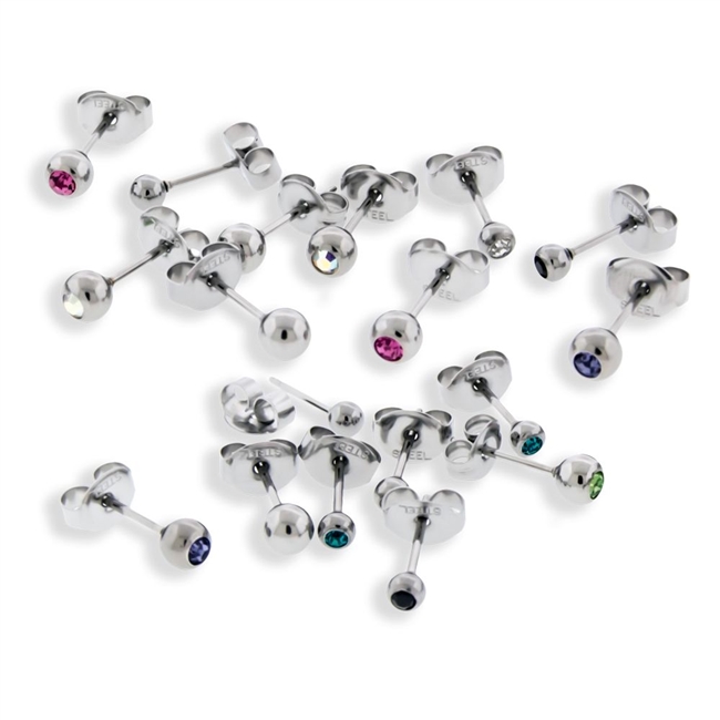 TITANIUM EARRING STUDS WITH GEMS