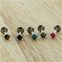 14G 316L STEEL LABRET WITH CABOCHON DISC