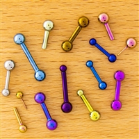 16G THREADLESS ASTM F136 TITANIUM BARBELL WITH PLAIN BALL. ONE END IS FIXED BALL.