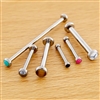 12G THREADLESS ASTM F136 TITANIUM STRAIGHT BARBELL WITH CABOCHON DISCS