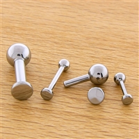 12G OR 10G THREADLESS ASTM F136 TITANIUM BARBELL WITH FLAT DISC. ONE END HAS FIXED BALL.