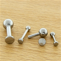 16G THREADLESS ASTM F136 TITANIUM BARBELL WITH FLAT DISC. ONE END IS FIXED BALL.