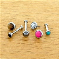 16G OR 18G THREADLESS ASTM F136 TITANIUM HELIX LABRET WITH CABOCHON DISC