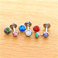 16G OR 14G THREADLESS ASTM F136 TITANIUM LABRET WITH OPAL DISC