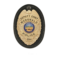 Boston Leather Oval Badge Holder,  Hook & Loop