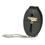 Boston Leather Oval Badge Holder,  Hook & Loop Closure w/Chain