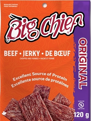 Big Chief 120g Original Beef Jerky Zip Lock Bag 12/120g Sugg Ret $9.69