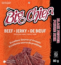 Big Chief 80g Black Pepper Beef Jerky 12/80g Sugg Ret $6.59***ON SALE 2 for $12.00***