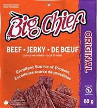 Big Chief 80g Original Beef Jerky Zip Lock Bag 12/80g Sugg Ret $6.59***ON SALE 2 for $12.00***
