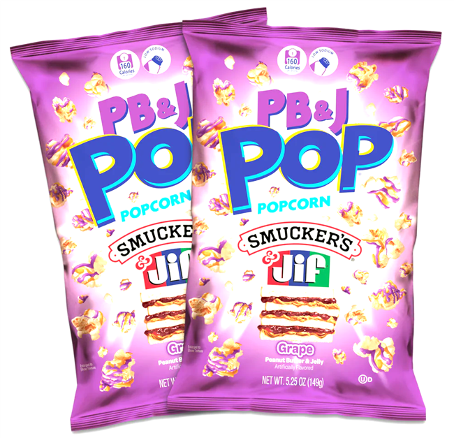 Candy Pop Popcorns Jif & Grape  12/149g  Sugg Ret $6.49