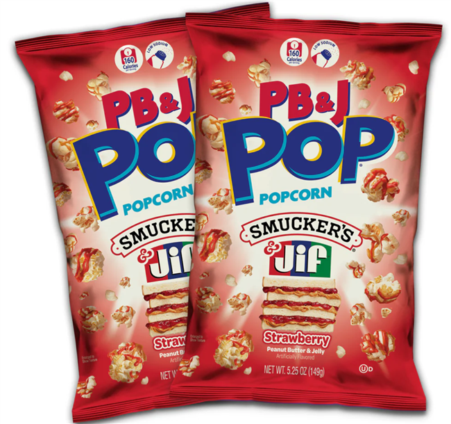 Candy Pop Popcorns Jif & Strawberry  12/149g  Sugg Ret $6.49