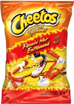 Cheetos 57g Flamin Hot Crunchy Cheddar Snack 40's Sugg Ret $1.89