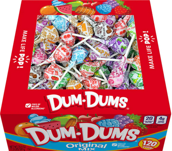 Dum Dum Pops Box 129 Sugg Ret $ 0.60