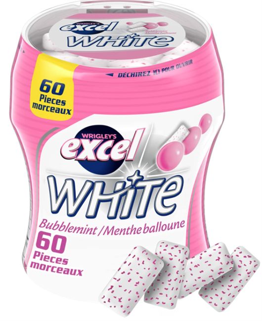 Excel White Bubblemint Bottle  6/83g Sugg Ret $8.29