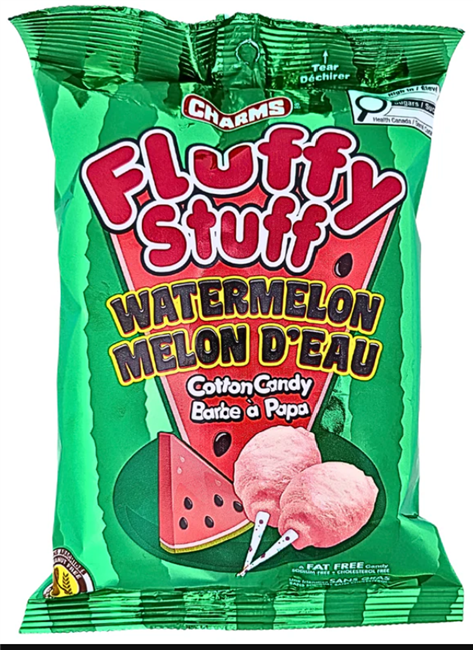 Cotton Candy Charms Fluffy Stuff Watermelon Bag 12/60g Sugg Ret $4.85