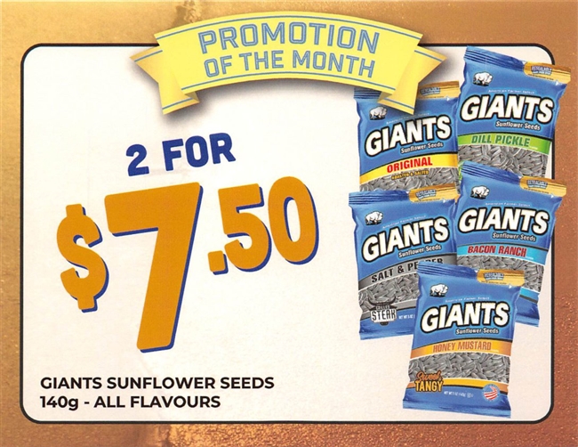 Giants 1 each Sunflower Seeds Point of Sale Cards***PROMO RET 2 For $7.50***