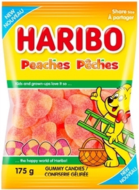 Haribo 175g Peaches Gummy Candy 12/175g Sugg Ret $4.29