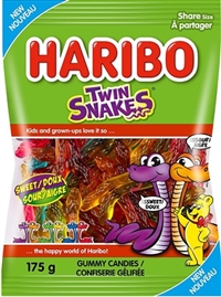 Haribo 175g Twin Snakes Gummy Candy 12/175g Sugg Ret $4.29