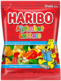 Haribo Albhabet Letters 12/175g Sugg Ret $4.29