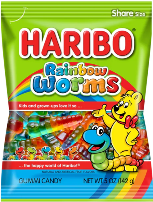 Haribo Rainbow Worms 12/175g Sugg Ret $4.29