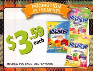 Hi Chew 1 each Point of Sale Cards PROMO RET $3.59