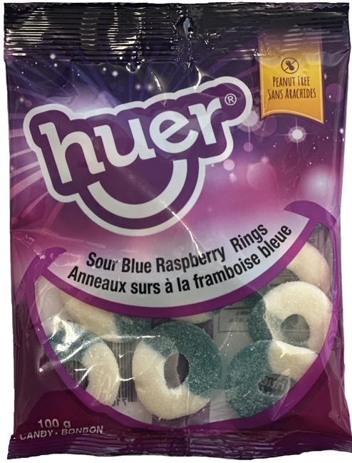 Huer 100g Sour Blue Raspberry 24/100g Sugg Ret $2.49