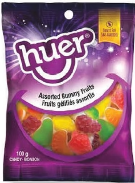 Huer 100g Assorted Gummy Fruits 24/ Sugg Ret $2.49