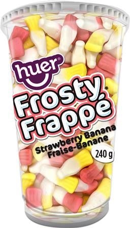 Huer Cup 240g Strawberry Banana Candy Cup Gummy Mix with Tray 12/240g Sugg Ret $7.79