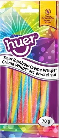 Huer 70g Sour Rainbow Cream Whips 12/70g Sugg Ret $1.89