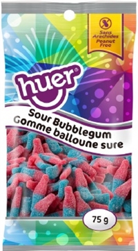 Huer 75g Sour Bubblegum Bottles 12/75g Sugg Ret $1.89