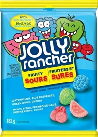 Jolly Rancher Peg Top Fruity Gummy Sours 12/182g Sugg Ret $4.69