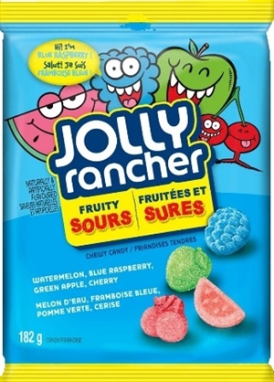 Jolly Rancher Peg Top Fruity Gummy Sours 12/182g Sugg Ret $4.69