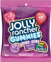 Jolly Rancher Peg Top Gummies Sours Berries 10/182g Sugg Ret $4.39