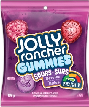 Jolly Rancher Peg Top Gummies Sours Berries 10/182g Sugg Ret $4.39