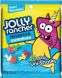 Jolly Rancher Peg Top Misfits Sour Tropical Uni-Sharks Gummies 10/182g Sugg Ret $4.29