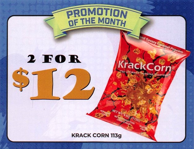 KrackCorn Caramel Popcorn 1 each Point of Sale Cards***PROMO RETAIL 2 FOR $12.00***