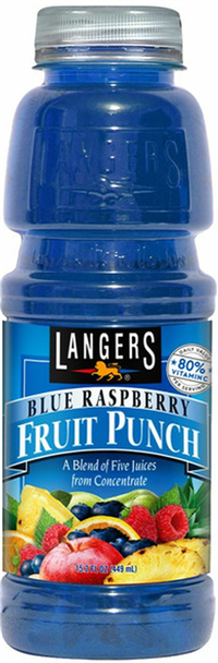 Langers Blue Raspberry Fruit Punch12/450ml Sugg Ret $4.50