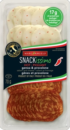 Marc Angelo Snackissimo Hot Genoa & Hot Provolone Cheese 5/70g Sugg Ret $7.49