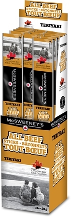 McSweeney's 50g All Beef Teriyaki Stick 16/50g Sugg Ret $3.39