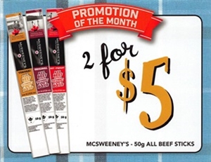 McSweeney's 50g 1 each All Beef Sticks  ***Promo Retail $2.00 for $5.00