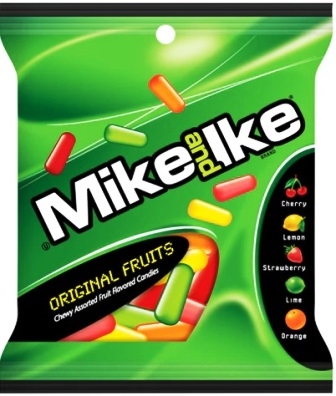 Mike-and-Ike-Original Peg Bag-Candy 12/141g Sugg Ret $4.69