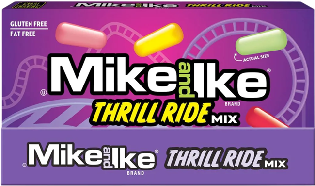 Mike & Ike Thrill Ride 12/120g Sugg Ret $3.99