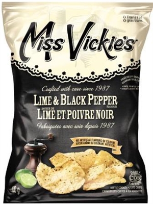 Miss Vickie's 40g Lime & Black Pepper Kettle Potato Chip 40's Sugg Ret $1.89***PRICE INCREASE***