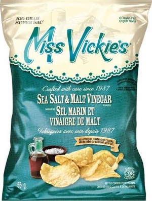Miss Vickies 55g Sea Salt & Malt Vinegar Kettle Chip 36's Sugg Ret $2.29