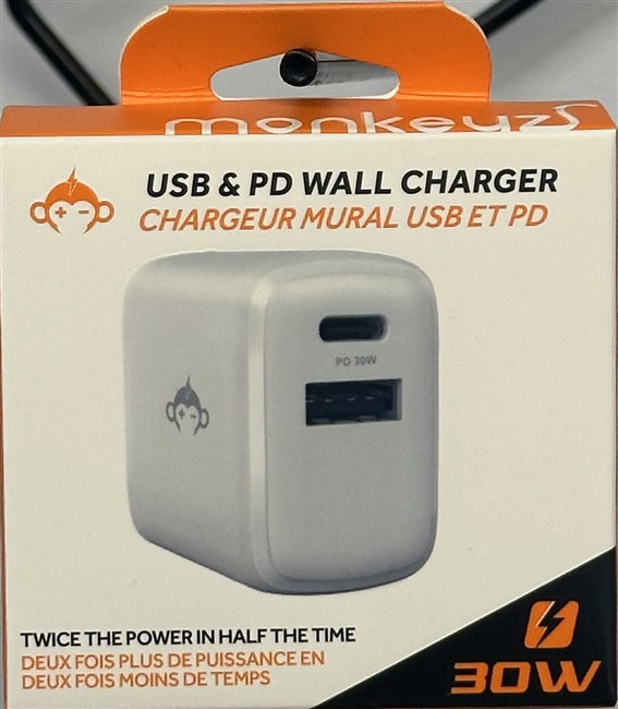 Monkeyz MZ6684 PD30W Type-C Wall Charger