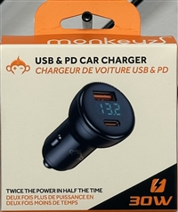 Monkeyz PD30W USB+Type C Car Charger  Sugg
